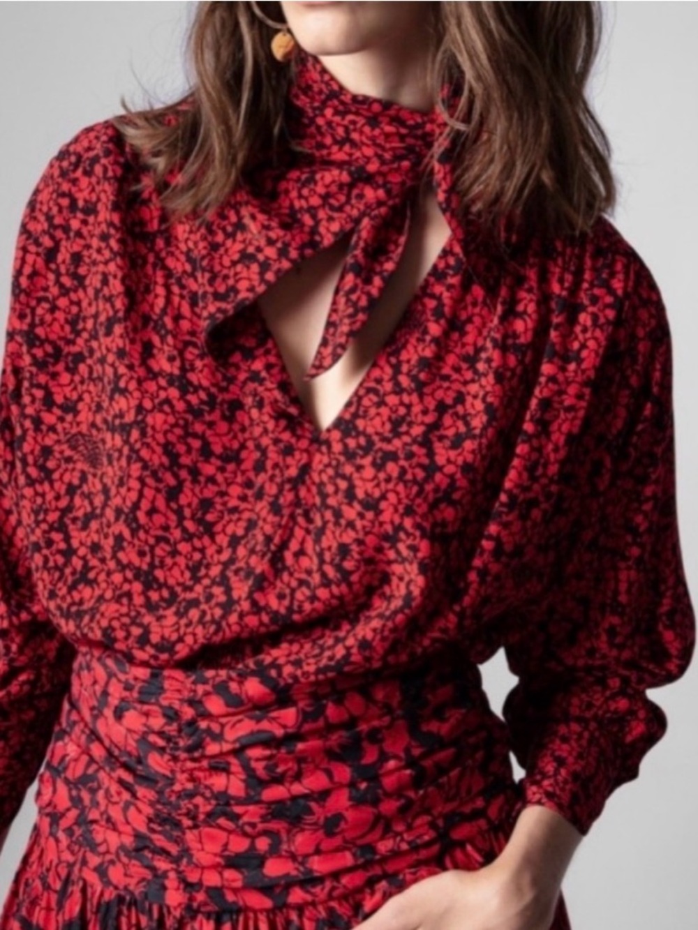 Zadig & Voltaire Tristan Floral Tie Blouse Size S